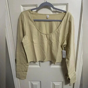 BP Nordstrom  Long Sleeve Stretch Tan Crop Women’s Size 1X NEW Organic Cotton